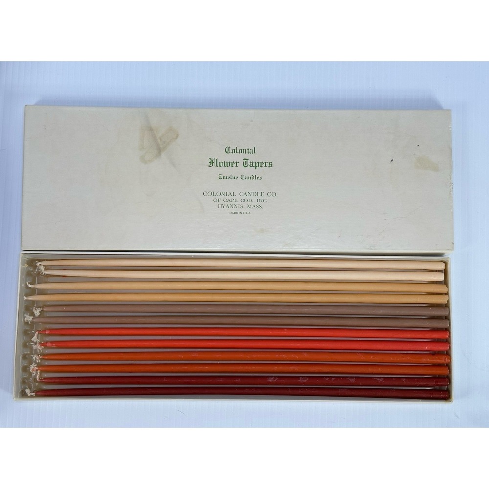 Vintage Candles Colonial Flower Tapers Box of 12 Multi Color‎ Hyannis Mass
